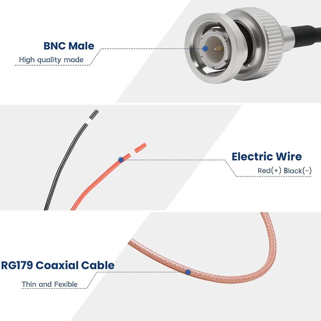 Alt view image 2 of 6 - 2 Pack BNC Pigtail Cable 50 Ohm RG316 Coaxial Coax Antenna BNC Male to Bare Wire Open End Connector Extension Cable for CCTV Surveillance DVR Camera Repair Cord 50cm/19.6inch (Male)