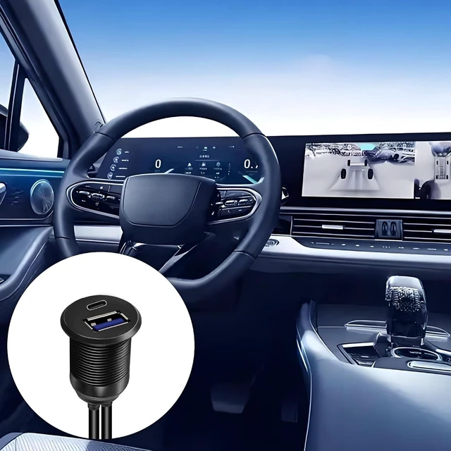 Alt view image 4 of 7 - USB 3.0 & Type C 3.0 Car Flush Mount Cable, Male to Female, 5Gbps USB Dashboard Panel Mount Waterproof Extension Cord for Car Truck Boat Motorcycle 1M/3.3Ft