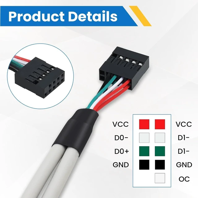 Alt view image 3 of 7 - 2 Pack Motherboard 2 Ports USB 2.0 Rear Panel Expansion Bracket to IDC 9 Pin Cable 9-Pin Female to Dual USB A Female with PCI Slot Cover Dust Filter 30CM/11.8Inch