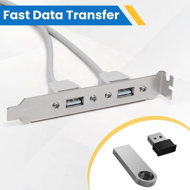Alt view image 4 of 7 - 2 Pack Motherboard 2 Ports USB 2.0 Rear Panel Expansion Bracket to IDC 9 Pin Cable 9-Pin Female to Dual USB A Female with PCI Slot Cover Dust Filter 30CM/11.8Inch
