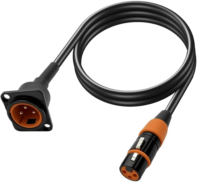 Main image of 3.3FT D-Type XLR Male Panel Mount to XLR Female Connector Pass Through Cable Compatible with Microphone 3-Pin Mic Feed/Pass Thru Converter for Stage Box, Patch Panel, Floor Box