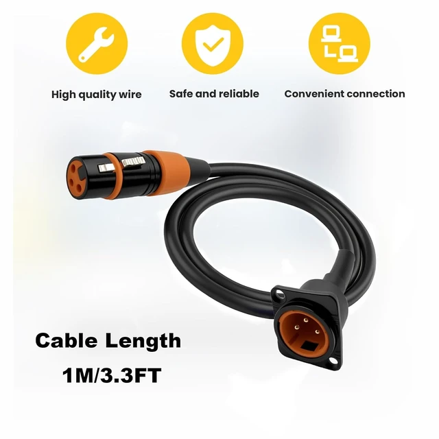 Alt view image 4 of 7 - 3.3FT D-Type XLR Male Panel Mount to XLR Female Connector Pass Through Cable Compatible with Microphone 3-Pin Mic Feed/Pass Thru Converter for Stage Box, Patch Panel, Floor Box