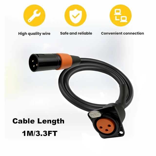 Alt view image 4 of 7 - 3.3FT D-Type XLR Female Panel Mount to XLR Male Connector Pass Through Cable Compatible with Microphone 3-Pin Mic Feed/Pass Thru Converter for Stage Box, Patch Panel, Floor Box