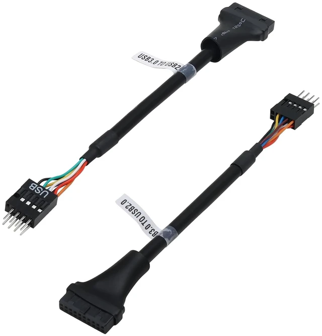 Main image of 2 Pack USB 3.0 Motherboard Adapter Header Cable USB 3.0 19 Pin Female to 2.0 9 Pin Converter Cable 15cm/6inch