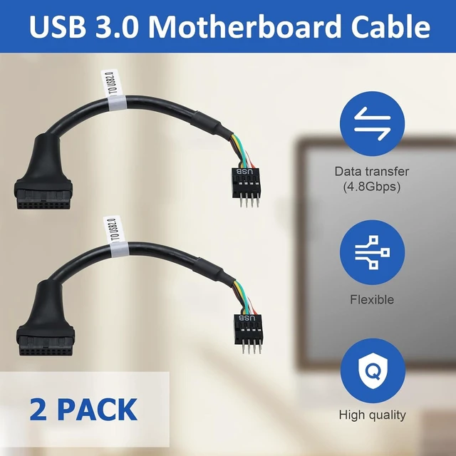Alt view image 3 of 6 - 2 Pack USB 3.0 Motherboard Adapter Header Cable USB 3.0 19 Pin Female to 2.0 9 Pin Converter Cable 15cm/6inch