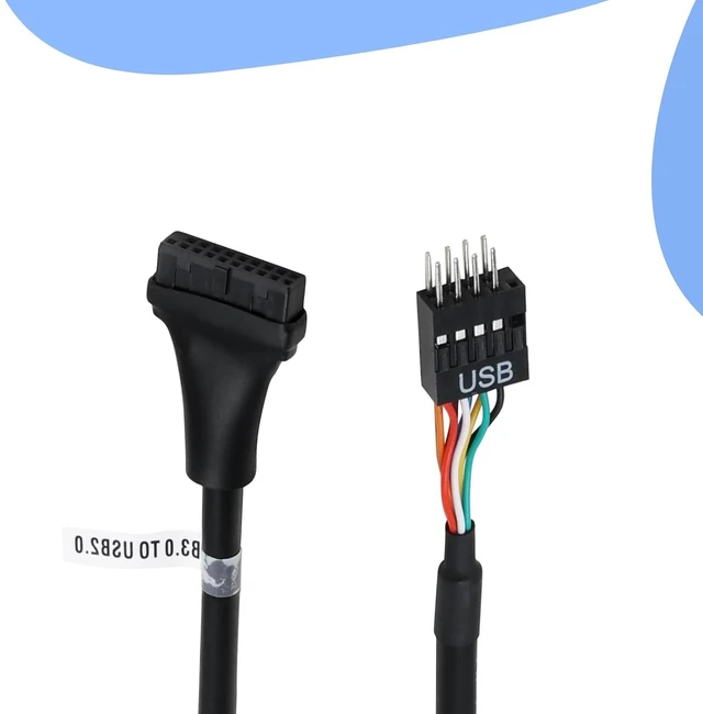 Alt view image 6 of 6 - 2 Pack USB 3.0 Motherboard Adapter Header Cable USB 3.0 19 Pin Female to 2.0 9 Pin Converter Cable 15cm/6inch