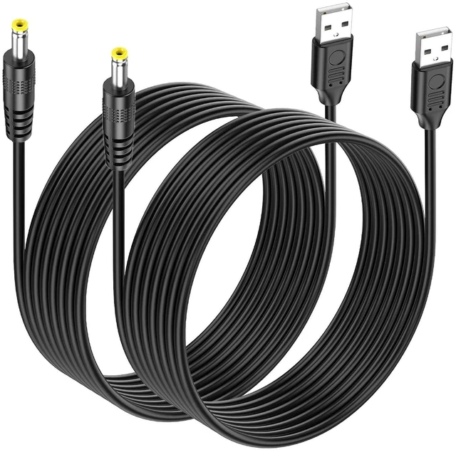 Main image of 2 Pack 5V USB to DC 4.0x1.7mm Power Cord 4.0mm x 1.7mm Barrel Jack Charging Cable for Mini Fans, LED Lights and Low Power Devices (3M/9.8Ft)