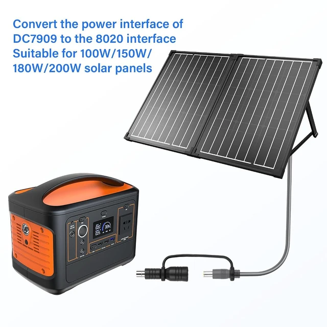 Alt view image 4 of 7 - 2 Pack DC7909 to DC8020 Adapter DC 7.9mm x 0.9mm Female to 8.0mm x 2.0mm Male Connector Adapter for 100W/150W/180W/200W Portable Solar Panels
