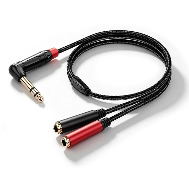 Main image of 1/4" TRS Stereo Y Splitter Cable, 6.35mm 1-Male to 2-Female, 0.5M