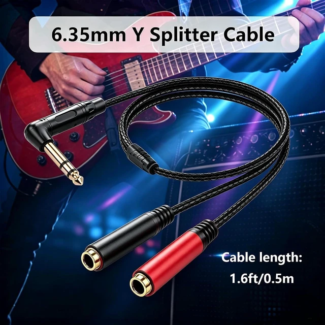 Alt view image 5 of 6 - 1/4" TRS Stereo Y Splitter Cable, 6.35mm 1-Male to 2-Female, 0.5M