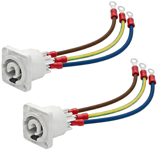 Main image of 2 Pack 16AWG PowerCon Female Panel Mount to O Ring Terminal Battery Cable 10-15A/250V AC Power Plug 3 Pin PowerCon Output Extension Cable for LED Screen Stage Light