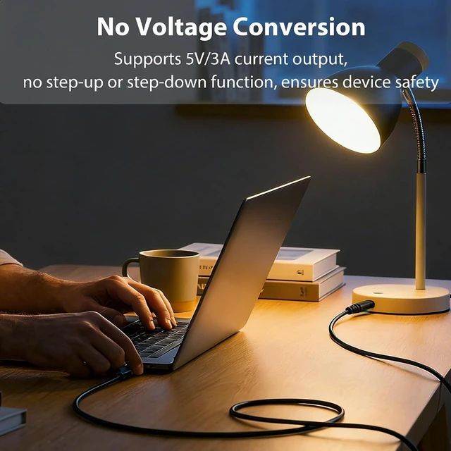 Alt view image 6 of 7 - 2 Pack 5V USB to DC 5.5x2.5mm Power Cord 5.5mm x 2.5mm Barrel Jack Charging Cable for Mini Fans, LED Lights and Low Power Devices (2M/6.6Ft)
