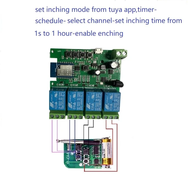 Alt view image 6 of 7 - 4 Channel Smart WiFi RF Bluetooth Wireless Dry Contact Relay Switch Module,Phone app Remote Control,Compatible with Alexa Google Home (Tuya 4CH 5V AC/DC7-32V)