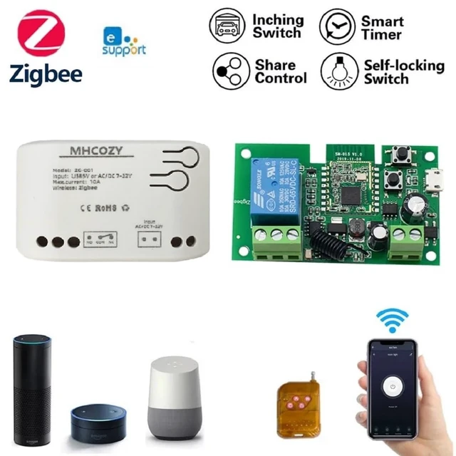 Alt view image 2 of 6 - Smart Home Dry Contact Zigbee Relay Switch, Remote Control Zigbee Switch for Light Garage Door, Compatible with Alexa Google Home,Zigbee hub Needed (1CH)