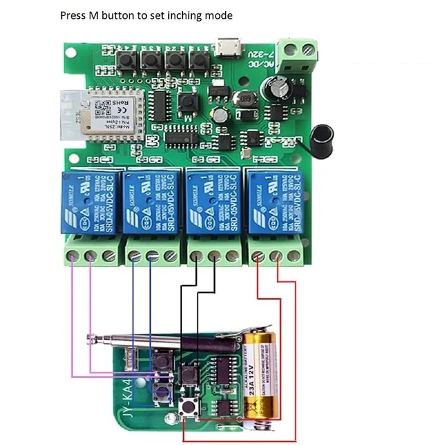Alt view image 5 of 7 - 4 Channel 12V ZigBee Relay Switch with Clean Contact, Adjustable Self-Lock and Momentary Interlock Working Mode,Automate Garage Gate Door Blind(Zigbee Hub Needed)