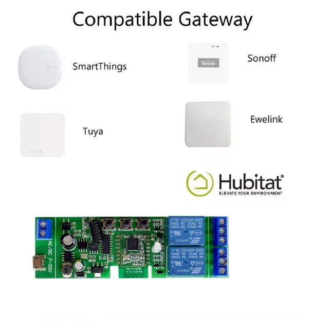 Alt view image 3 of 6 - 2 Channel 5V 12V ZigBee Smart Relay Switch,Adjustable Self Lock and Momentary Interlock Working Mode,Works with Tuya eWelink Zigbee Gateway, Alexa, Google Home (ZigBee Hub Required)