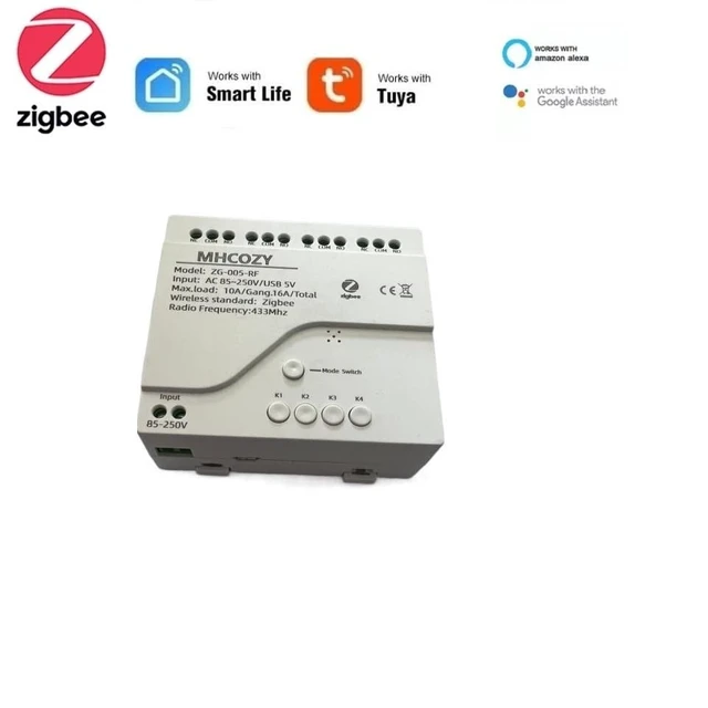 Alt view image 2 of 7 - Smart Home Dry Contact Zigbee Relay Switch, 220V 4CH