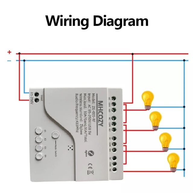 Alt view image 4 of 6 - AC/DC Zigbee Wireless RF Remote Control Relay Switch,Work with Home Assistant ZigBee 2mqtt (85-250V 4CH)