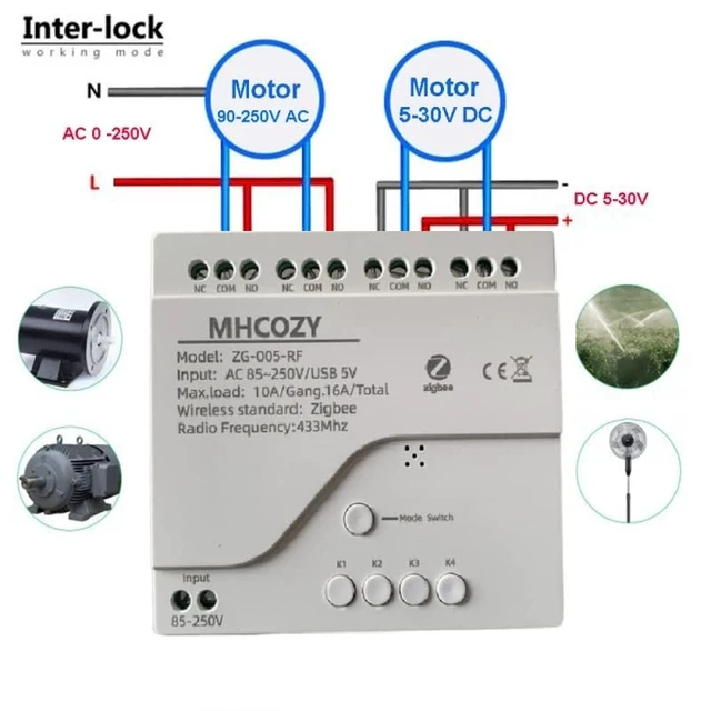 Alt view image 5 of 6 - AC/DC Zigbee Wireless RF Remote Control Relay Switch,Work with Home Assistant ZigBee 2mqtt (85-250V 4CH)