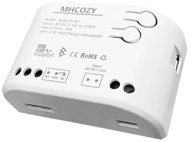 Main image of WiFi Smart Switch Relay Module for Home Automation,Add WIFI to access control garage door,eWelink app Remote Dry Contact,Compatible with Alexa,Google assistant (1CH WIFI Bluetooth)