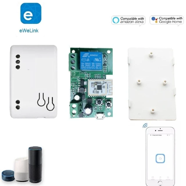 Alt view image 2 of 7 - WiFi Smart Switch Relay Module for Home Automation,Add WIFI to access control garage door,eWelink app Remote Dry Contact,Compatible with Alexa,Google assistant (1CH WIFI Bluetooth)