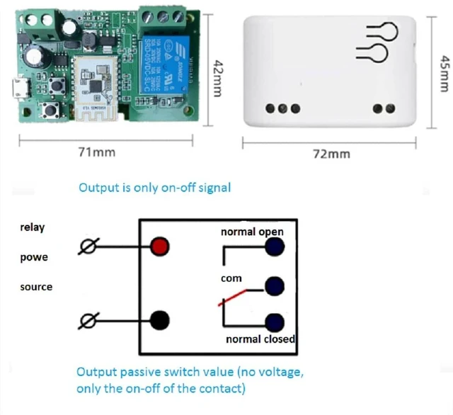 Alt view image 6 of 7 - WiFi Smart Switch Relay Module for Home Automation,Add WIFI to access control garage door,eWelink app Remote Dry Contact,Compatible with Alexa,Google assistant (1CH WIFI Bluetooth)