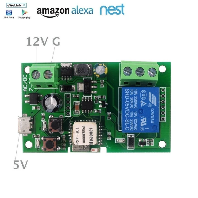 Alt view image 2 of 5 - WiFi Wireless Smart Switch Relay Module for Smart Home 5V 5V/12VBa applied to access control, turn on PC, garage door (12V)