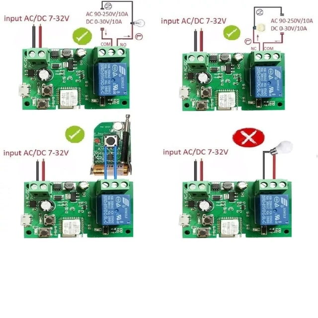 Alt view image 4 of 5 - WiFi Wireless Smart Switch Relay Module for Smart Home 5V 5V/12VBa applied to access control, turn on PC, garage door (12V)