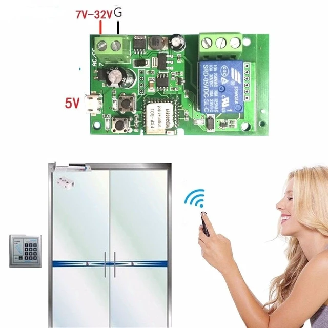 Alt view image 5 of 5 - WiFi Wireless Smart Switch Relay Module for Smart Home 5V 5V/12VBa applied to access control, turn on PC, garage door (12V)