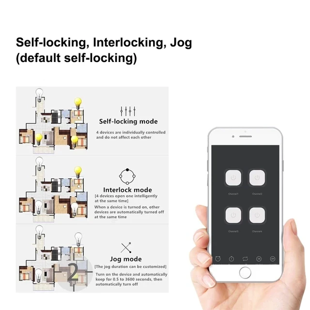 Alt view image 6 of 7 - Smart Home Dry Contact Zigbee Relay Switch, 220V 4CH