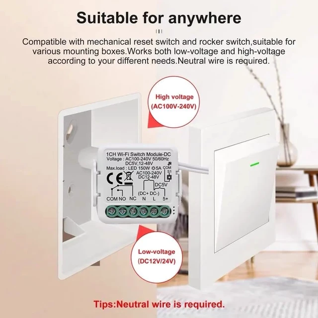 Alt view image 3 of 7 - WiFi Smart Switch Relay Module for Smart Home,App Remote Access Control,Turn on PC, Garage Door