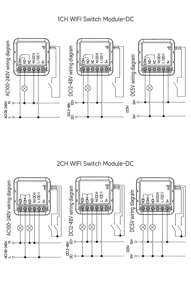 Alt view image 3 of 7 - Tuya Smart Life app Dry Contact WiFi Relay Switch Module,2 Channel DC 5V 12/24V AC 100-240V,Compatible with Alexa Google Home