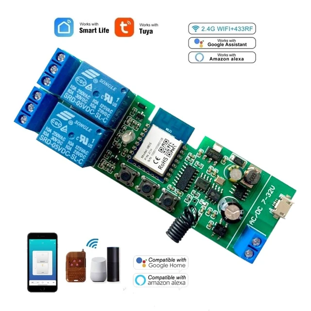 Alt view image 2 of 5 - WiFi Wireless Smart Switch Module,DIY WiFi Garage Door Opener,Smart Motor Controller