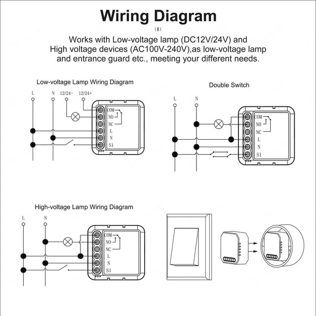 Alt view image 4 of 6 - Tuya Smart Life app Dry Contact WiFi Relay Switch Module,AC 100-240V,Compatible with Alexa Google Home