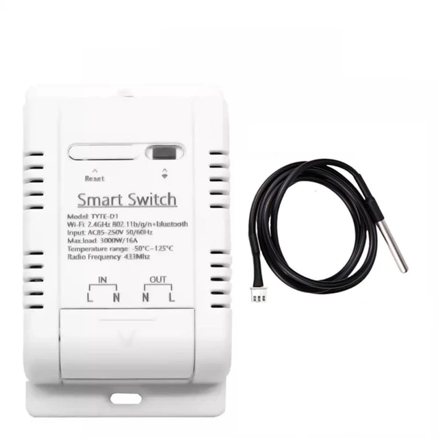 Main image of WiFi Temperature Controller Sensor Module, Tuya app Wireless Remote 16A Smart Switch with Energy Consumption Monitoring,Compatible with Alexa Google
