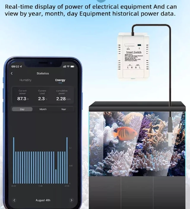 Alt view image 4 of 7 - WiFi Temperature Controller Sensor Module, Tuya app Wireless Remote 16A Smart Switch with Energy Consumption Monitoring,Compatible with Alexa Google
