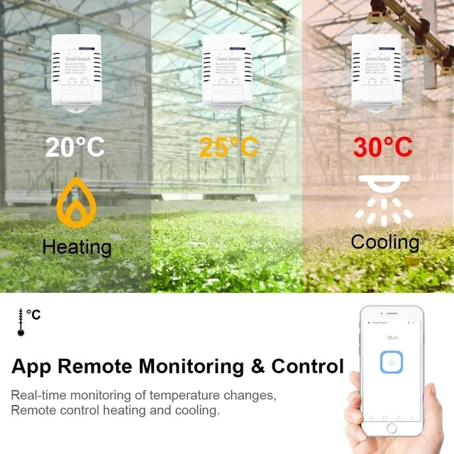 Alt view image 6 of 7 - WiFi Temperature Controller Sensor Module, Tuya app Wireless Remote 16A Smart Switch with Energy Consumption Monitoring,Compatible with Alexa Google