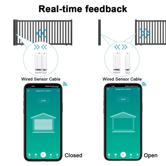 Alt view image 3 of 7 - 5V WiFi Smar Garage Door Opener Remote Controller,Monitor Garage Open Close Status by Phone Tuya app Anywhere,Compatible with Alexa Google Home