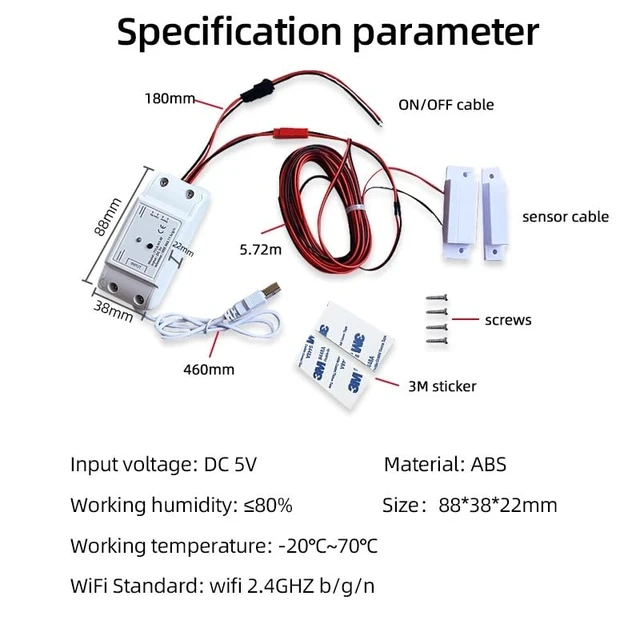 Alt view image 6 of 7 - 5V WiFi Smar Garage Door Opener Remote Controller,Monitor Garage Open Close Status by Phone Tuya app Anywhere,Compatible with Alexa Google Home