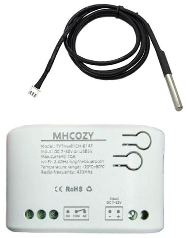 Main image of Tuya app 1 Channel WiFi Temperature Sensor Relay Switch,Dry Contac Compatible with Alexa Google Home