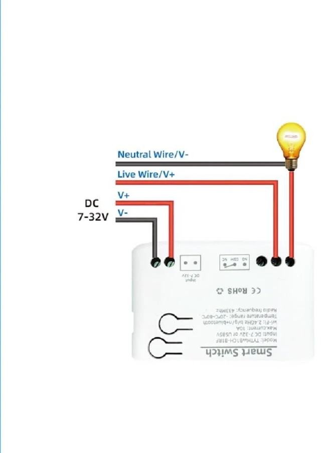 Alt view image 3 of 7 - Tuya app 1 Channel WiFi Temperature Sensor Relay Switch,Dry Contac Compatible with Alexa Google Home