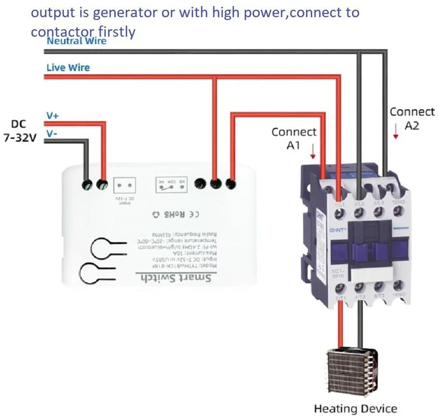 Alt view image 3 of 6 - Tuya app WiFi Temperature Controller,1 Channel 110v 10A Dry Contact Relay Switch,Compatible with Alexa Google Home, TYTHWB1CH