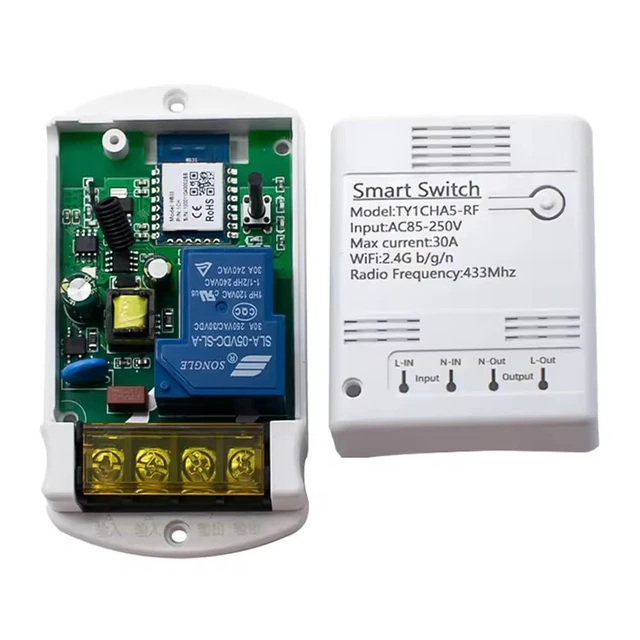 Alt view image 6 of 7 - Tuya App Smart WiFi Control Switch, 30A Max Output,Add WiFi Remote to Lights, Lamps, Industrial Control and Security Fields,Compatible with Alexa
