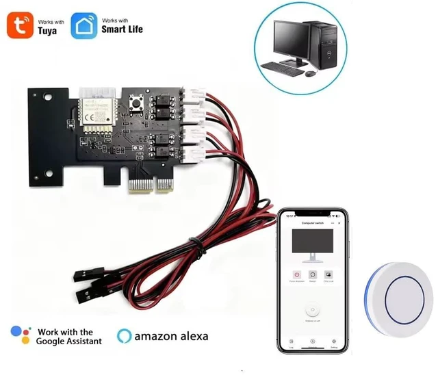 Alt view image 2 of 7 - Smart External PC Power Button, WiFi Wireless Remote Switch, PCIe Card for Computer Motherboard, On/Off/Reset, Compatible with Alexa