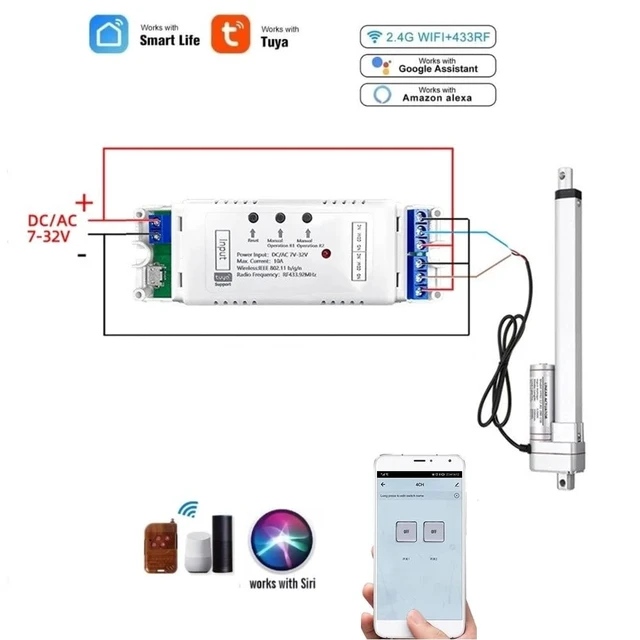 Alt view image 2 of 7 - 2CH WiFi RF Wireless Switch Relay,Inching Self-Locking Interlock Mode,Compatible with Alexa Goolge Home (Smart Life app WiFi RF Bluetooth Relay)