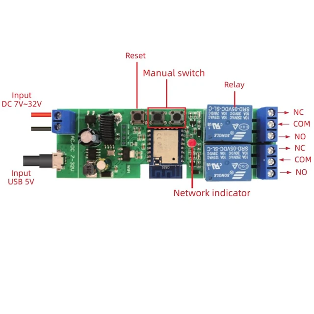 Alt view image 3 of 5 - WiFi Wireless Smart Switch Module,DIY WiFi Garage Door Opener,Smart Motor Controller