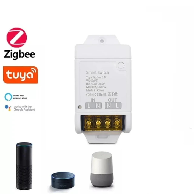 Alt view image 2 of 6 - Zigbee Smart Switch,30A High Power,App Remote Timer Home Automation,Compatible with Alexa(Tuya Zigbee Hub Needed)