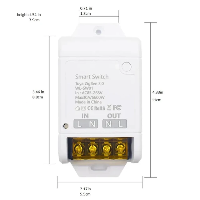 Alt view image 6 of 6 - Zigbee Smart Switch,30A High Power,App Remote Timer Home Automation,Compatible with Alexa(Tuya Zigbee Hub Needed)
