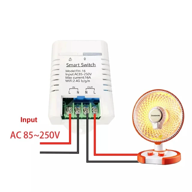 Alt view image 3 of 6 - eWeLink Smart 16A Switch with Temperature and Humidity Monitoring, WiFi Thermostat Controller Compatible with Alexa Google Home (Temperature only)
