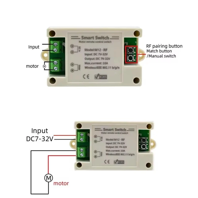 Alt view image 3 of 6 - eWelink app WiFi Wireless 12v Forward Reverse Remote Control Switch,DC 7-32v Smart Linear Actuator Controller,Compatible with Alexa
